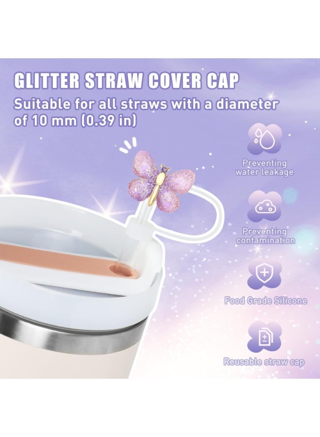 6 Cute Butterfly Straw Toppers, Compatible with Stanley Cups, Food-grade Silicone, 10mm Straw Sleeves, Straw Decorative Covers, Cup Protective Plugs (Multi-color) - Image 3